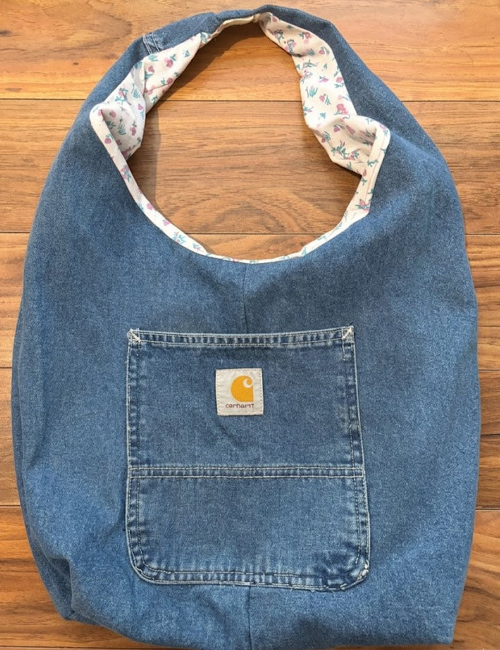 Reworked Carhartt Denim Shoulder Bag – Floral Lining