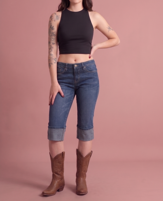 Y2K Low-Rise Denim Capri Jeans