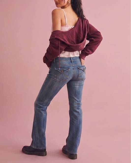 Vintage Bootcut Jeans – Sculpted Flap Pocket